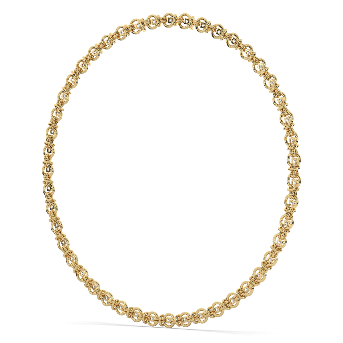 The Round Diamond Gold Knot Chain Necklace
