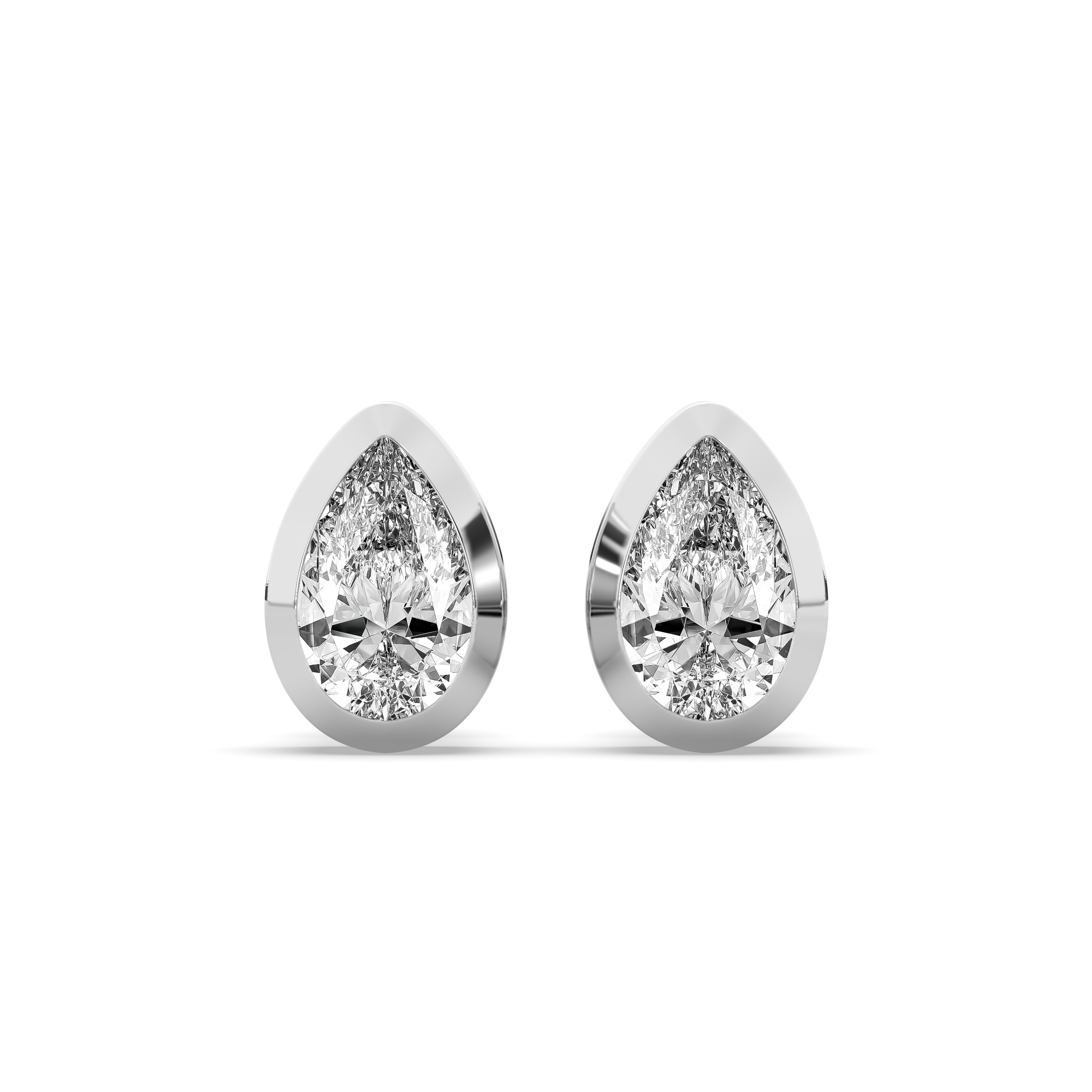 Pear Diamond Bezel Stud Earrings