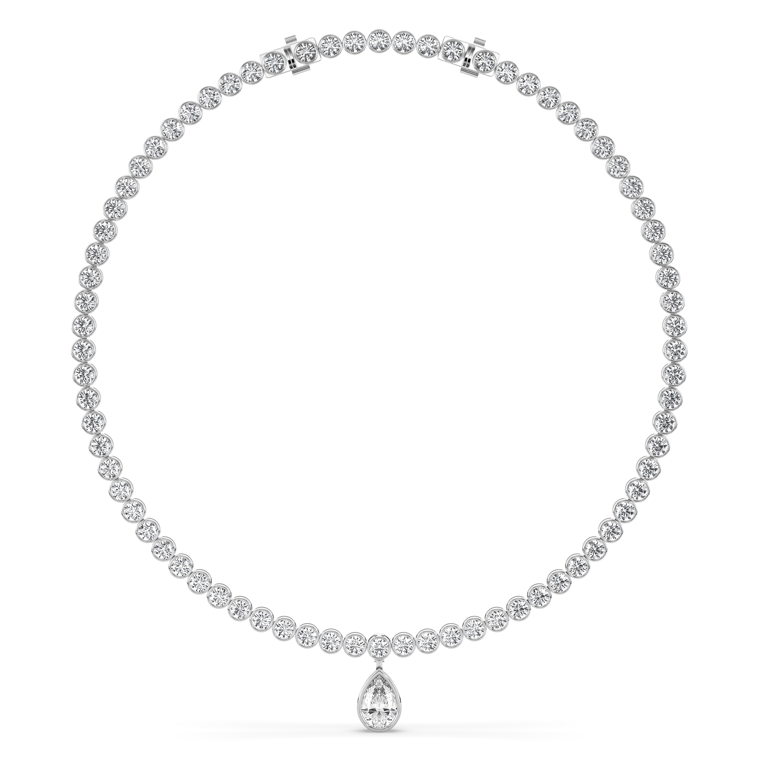 Bezel Pear Drop Tennis Necklace