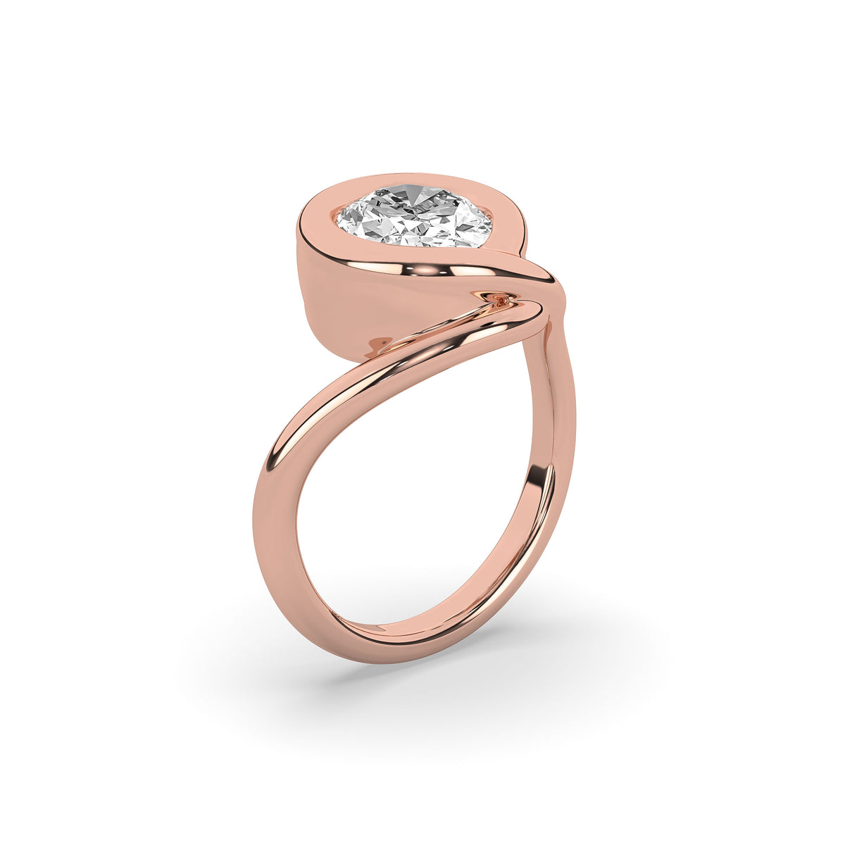 The Oval Diamond Wave Solitaire Ring