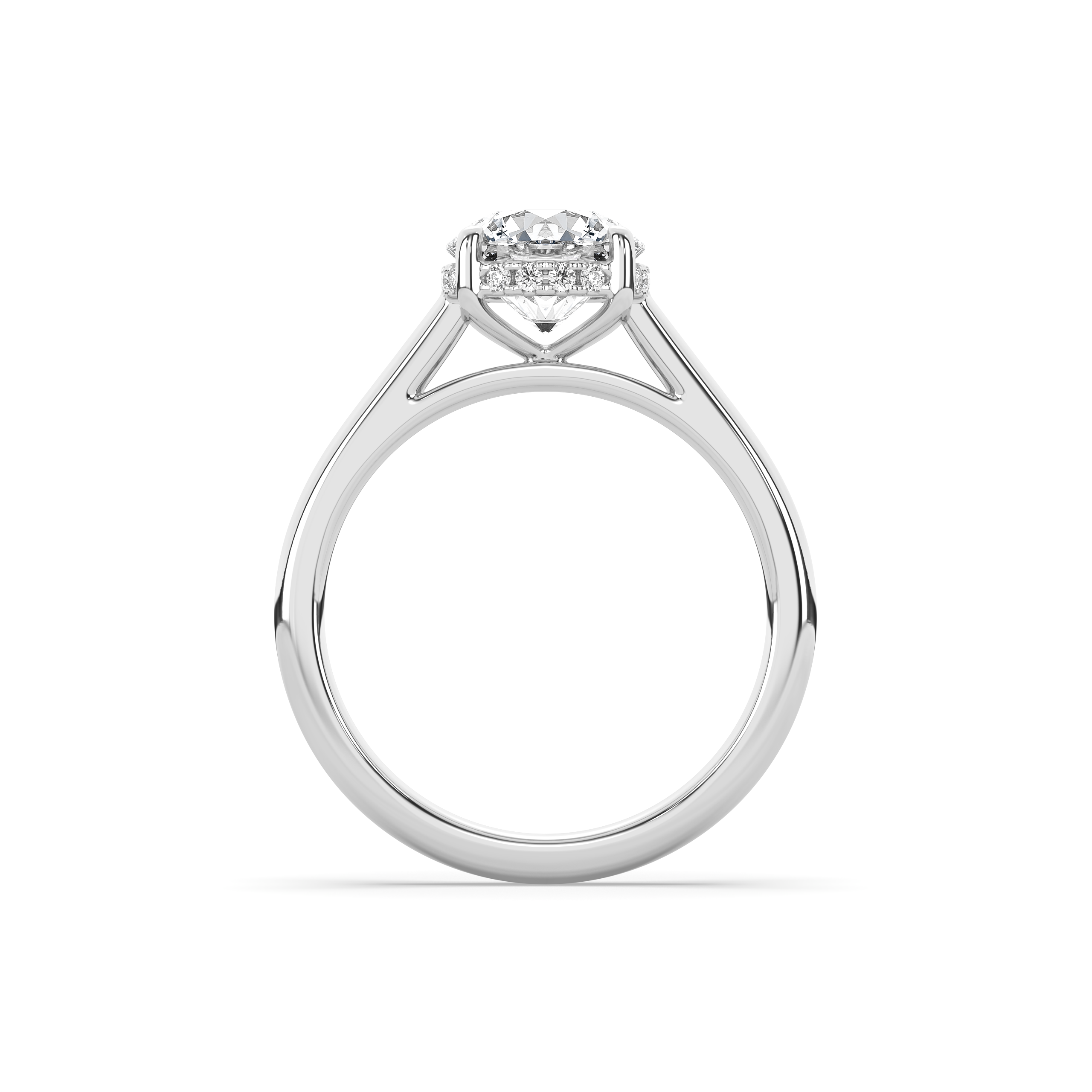 Round Cathedral Setting with Hidden Halo Engagement Ring
