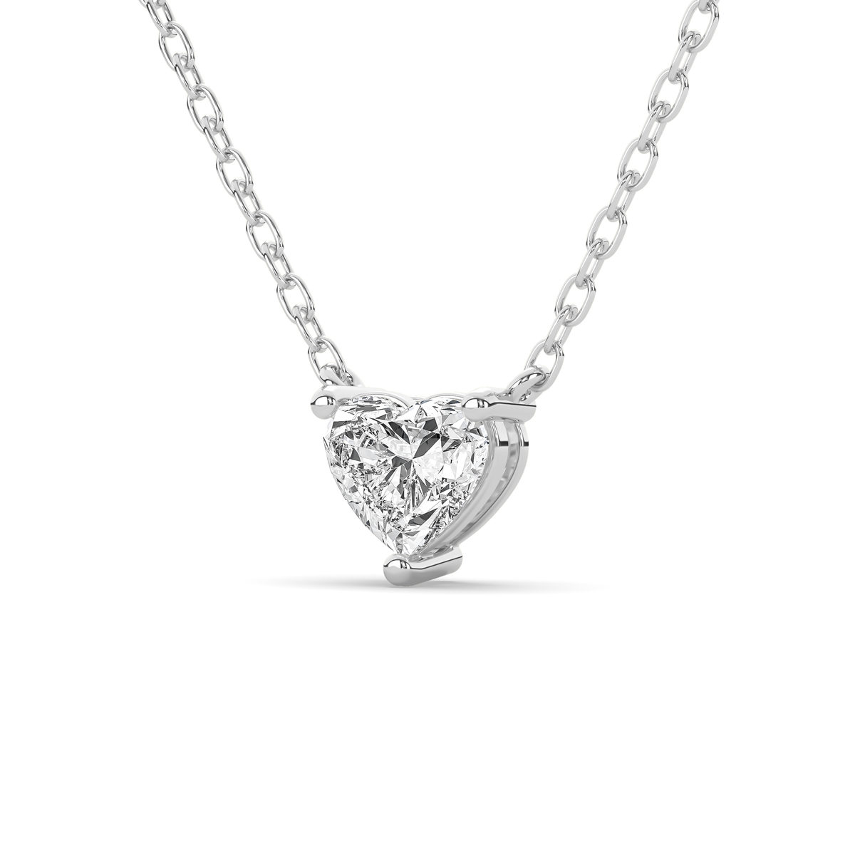 Heart-shaped lab-grown diamond pendant in 14k gold with a three-prong setting