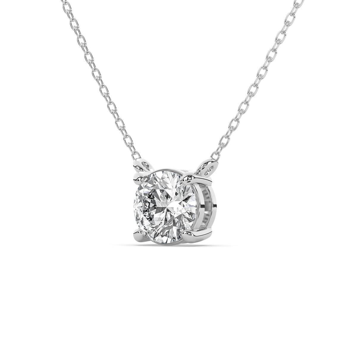 Round lab-grown diamond pendant in 14k gold with an open four-prong setting