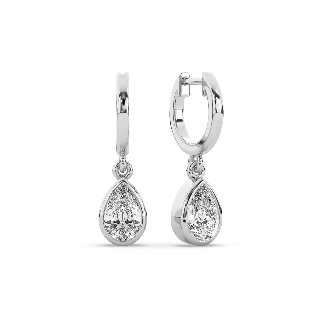 Bezel Pear Drop Huggie Earrings
