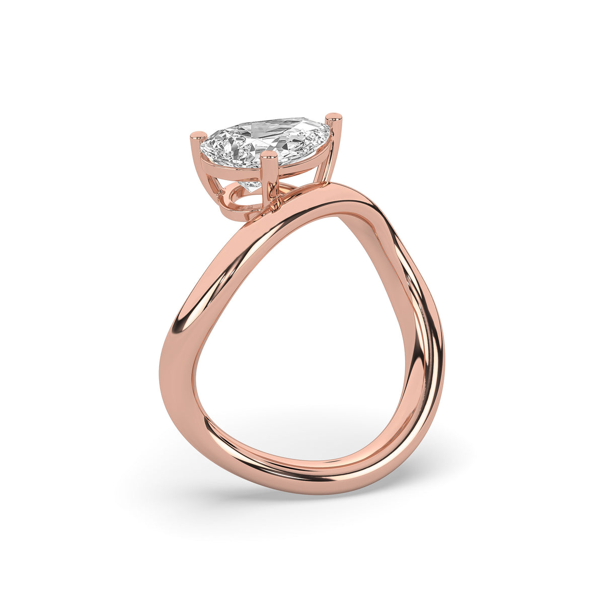 The Pear Diamond Wave Signet Ring