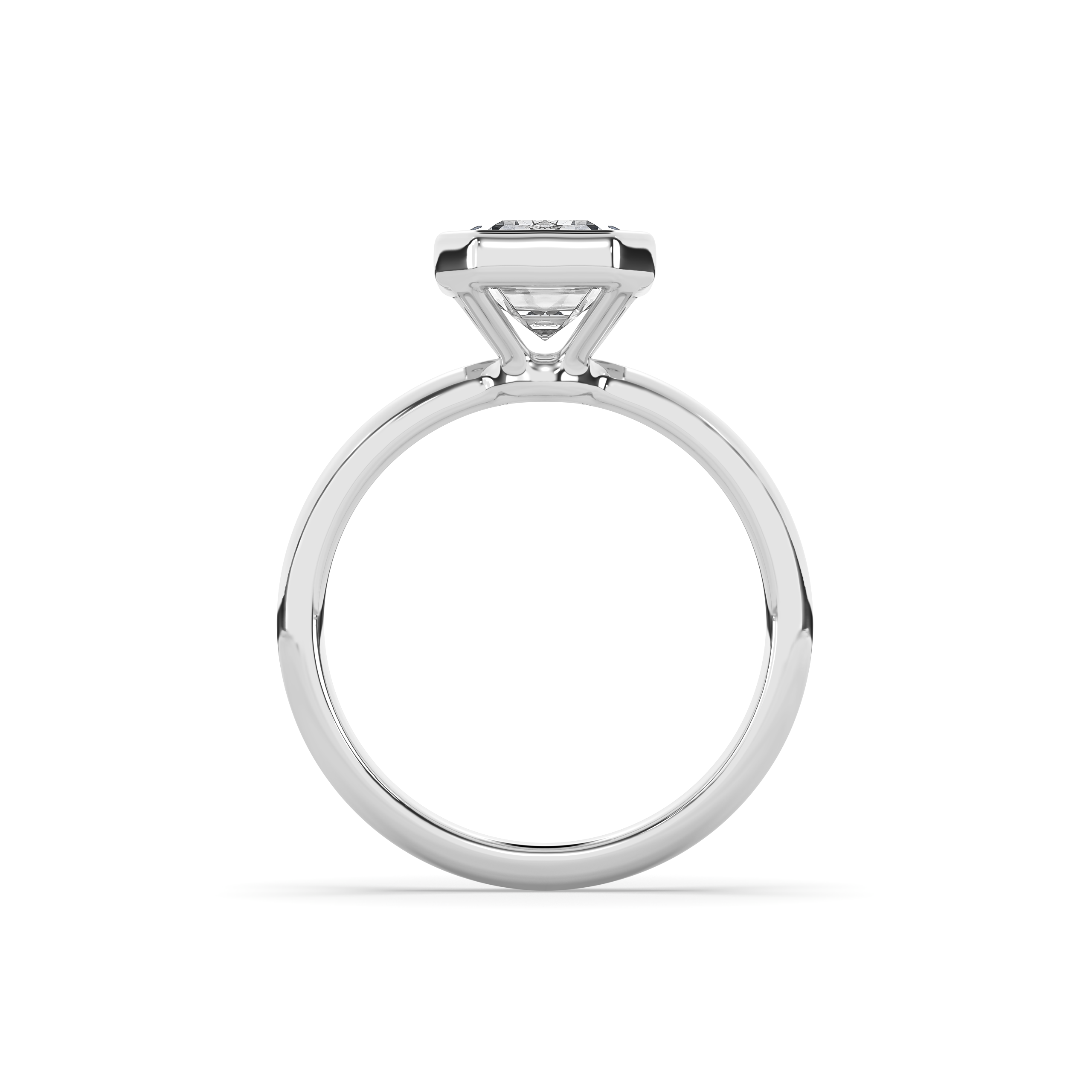 Bezel Emerald Diamond Solitaire Ring
