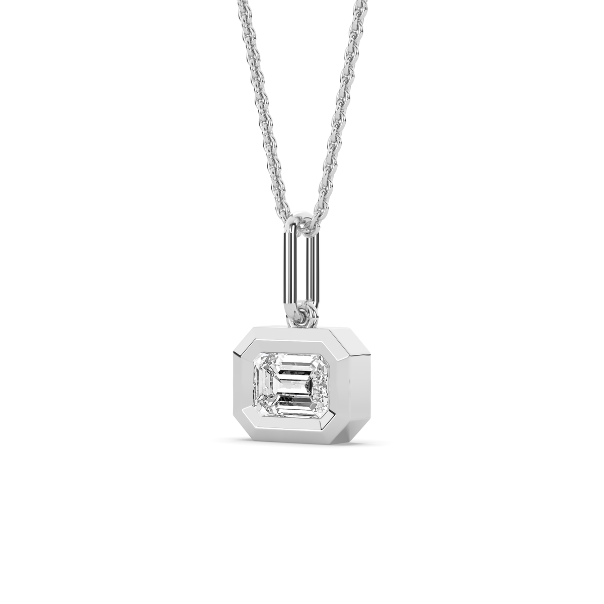 The Bezel East-West Emerald-Cut Diamond Charm