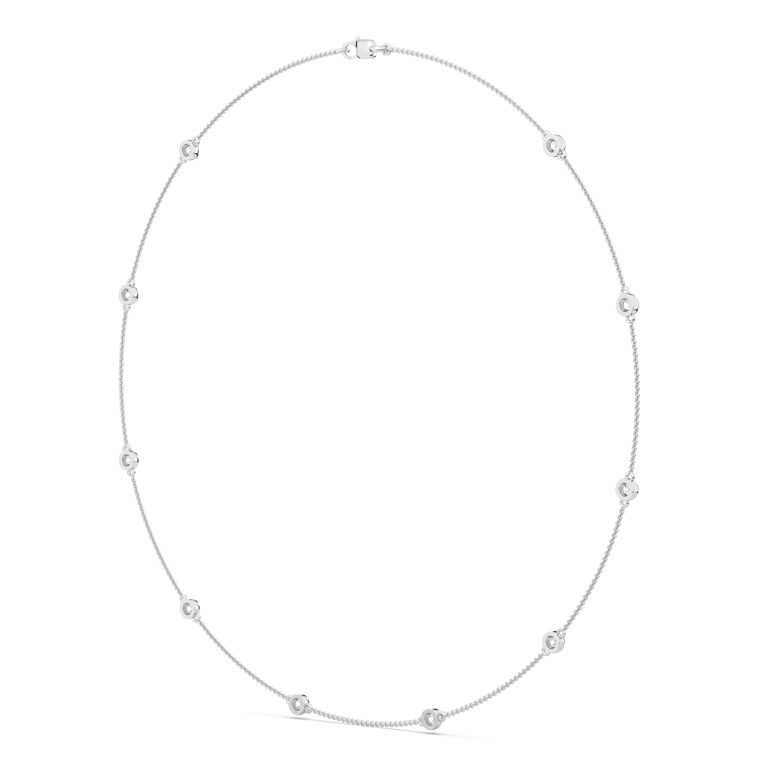 product image of ALVA Diamond Bezel Station Necklace in white gold in a white background