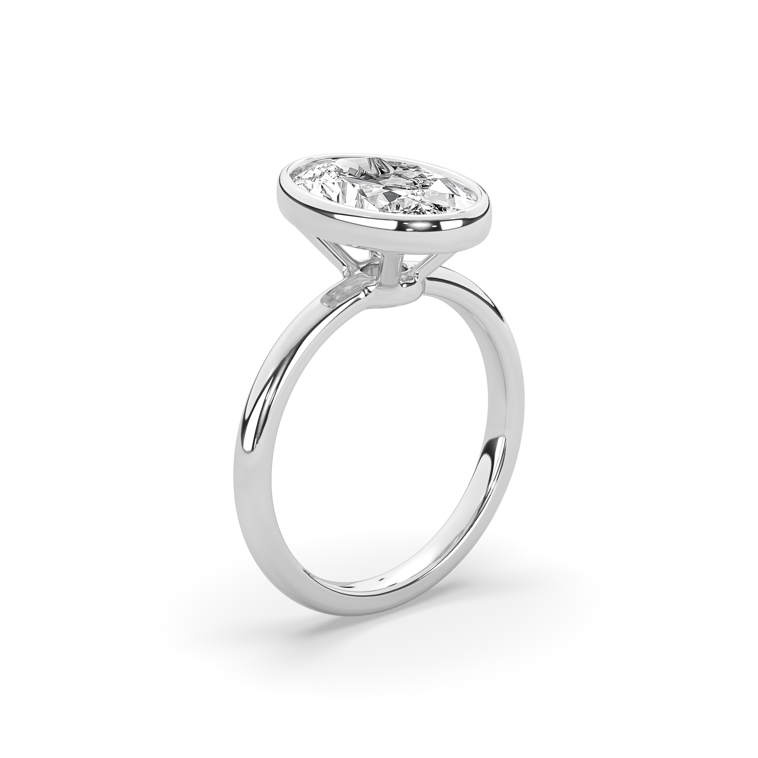 product image of ALVA Bezel Oval Diamond Solitaire Ring in white gold in a white background