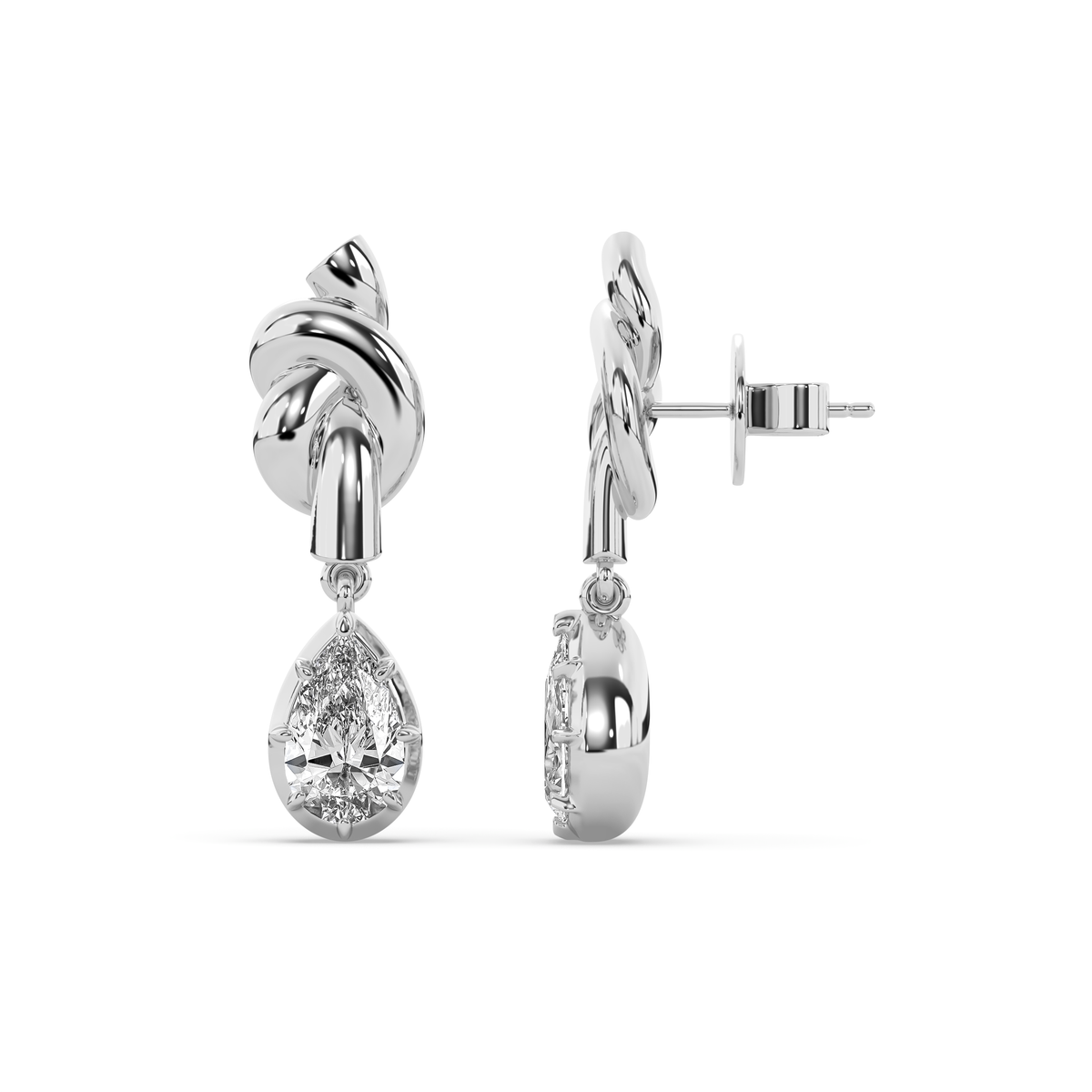The Pear Diamond Knot Crawler Earrings