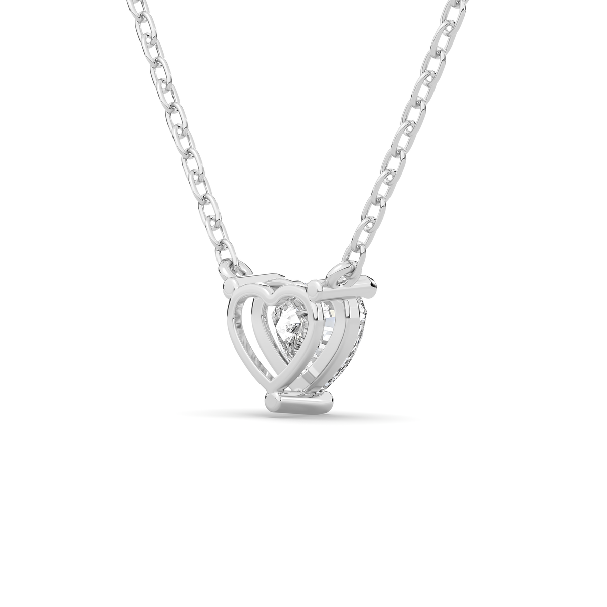 Heart-shaped lab-grown diamond pendant in 14k gold with a three-prong setting
