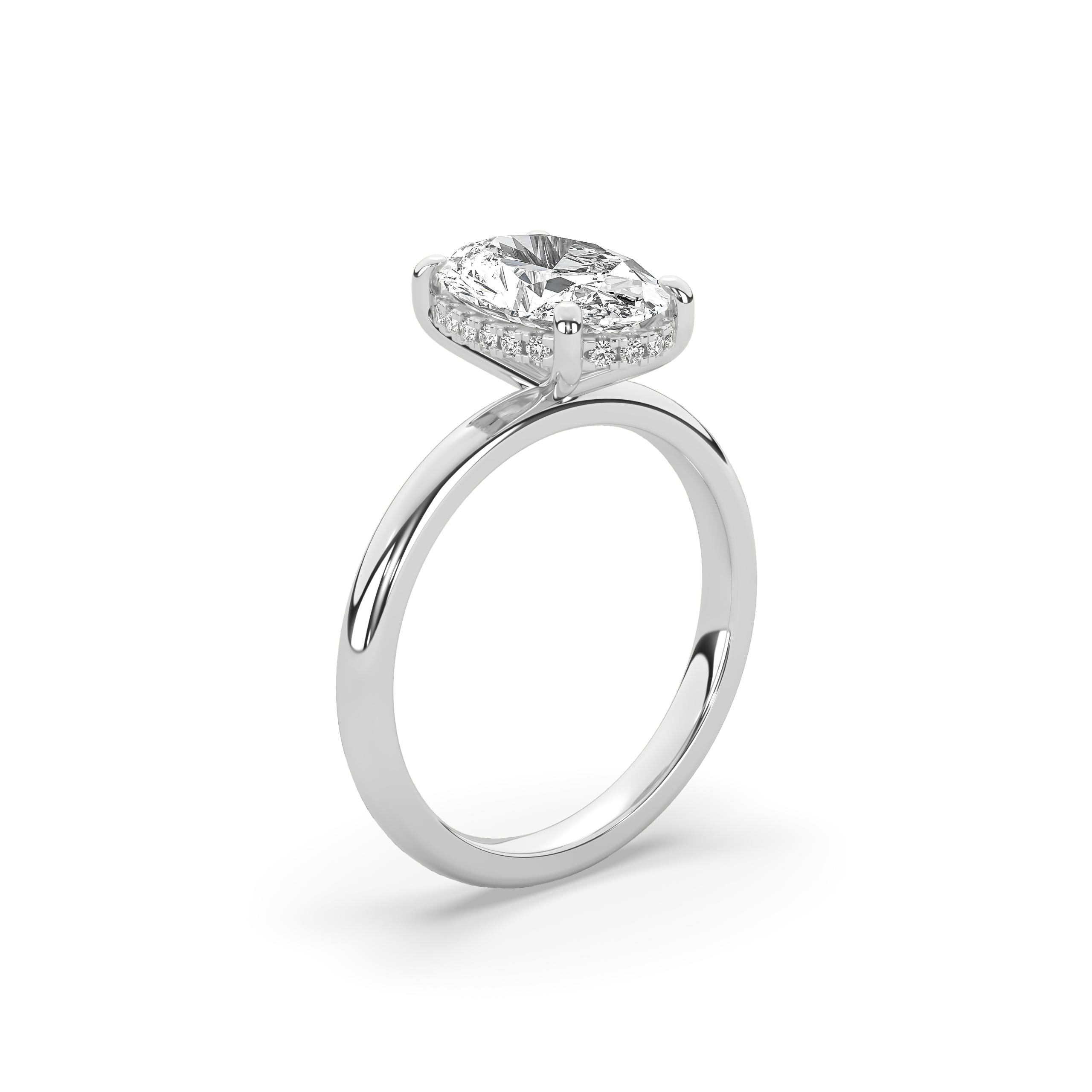 Oval Signature Martini Hidden Halo Solitaire Engagement Ring