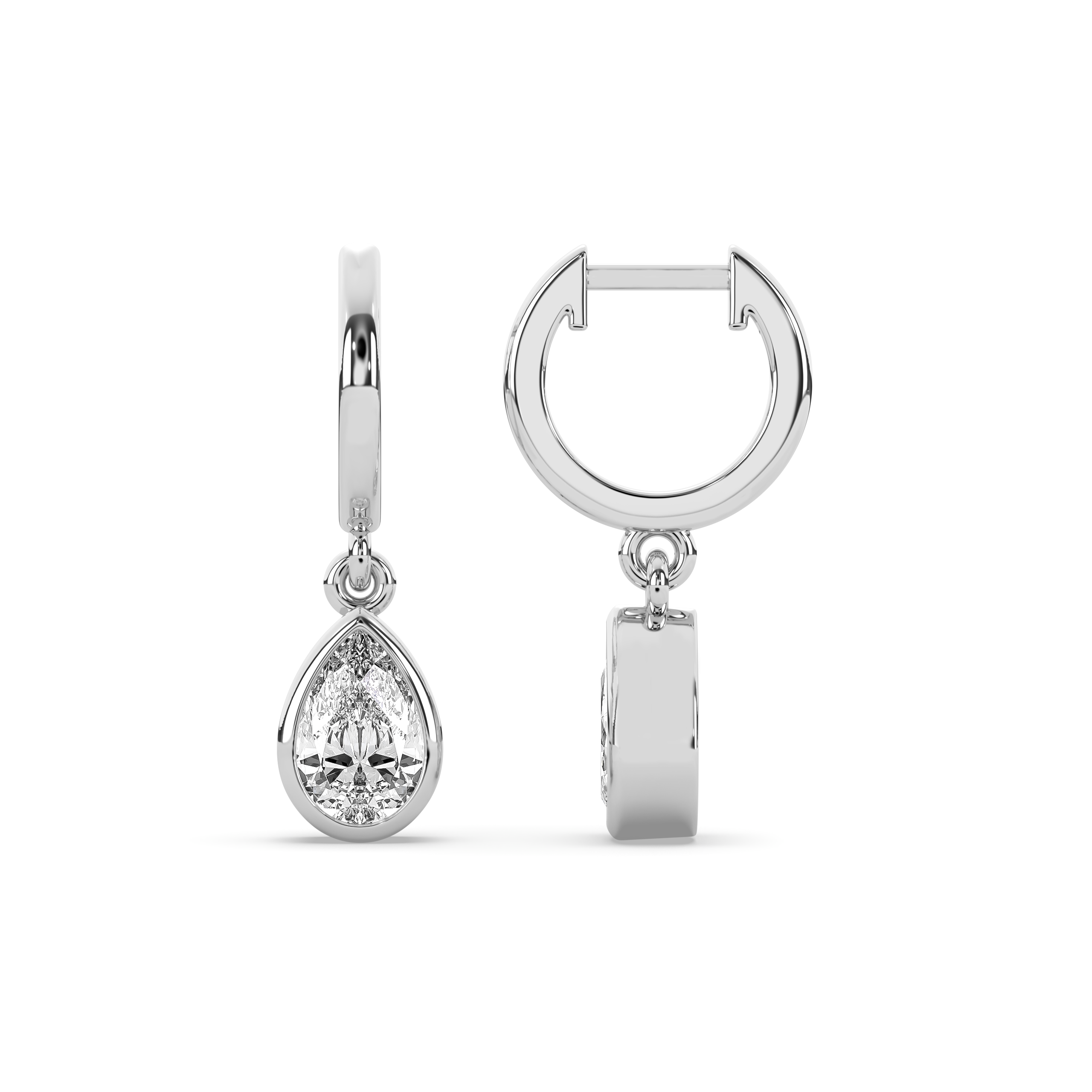 Bezel Pear Drop Huggie Earrings