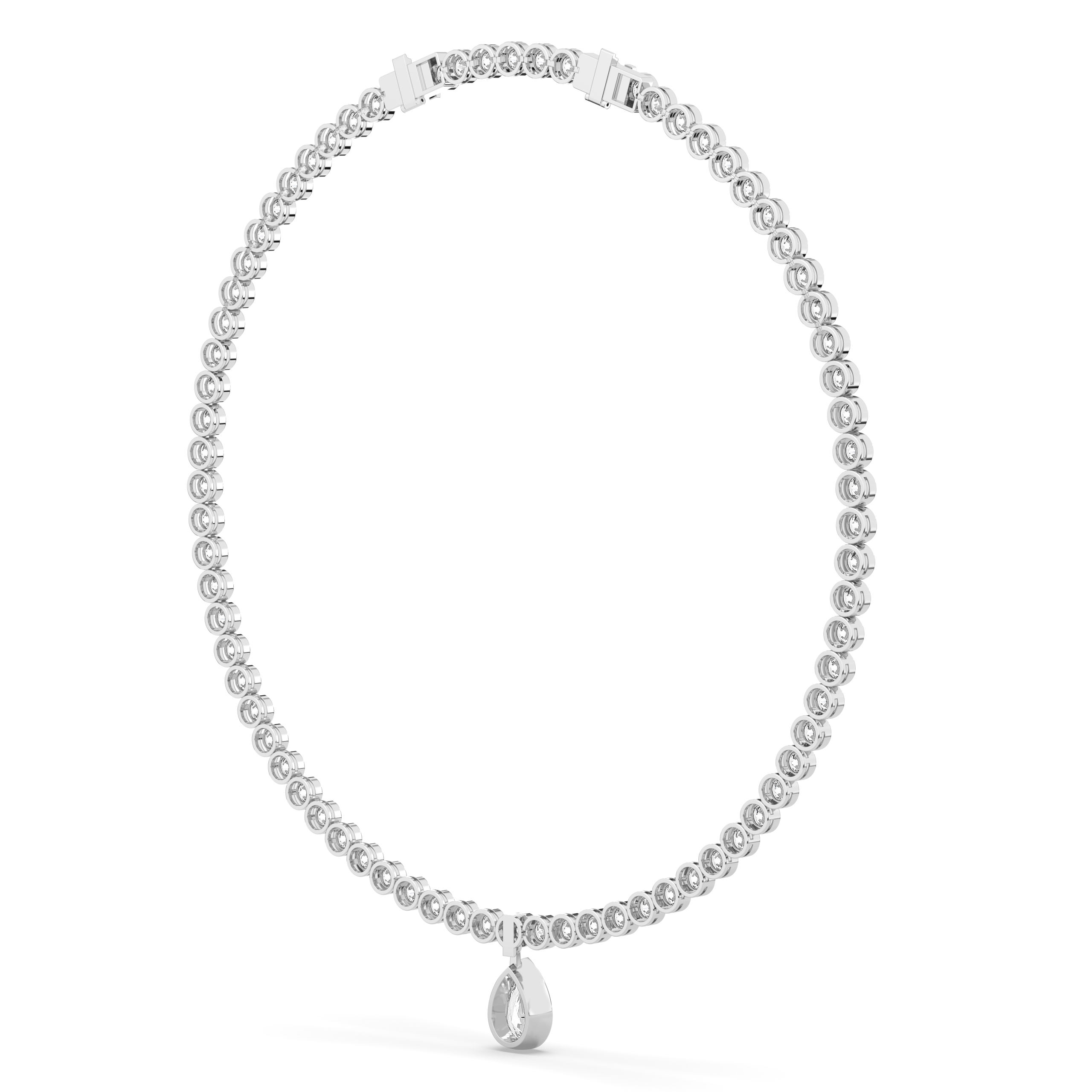 Bezel Pear Drop Tennis Necklace