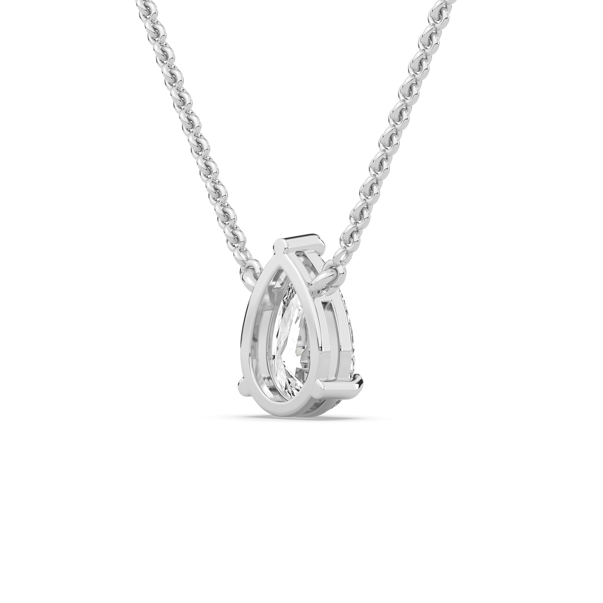 Pear-cut lab-grown diamond pendant in 14k gold with a prong setting