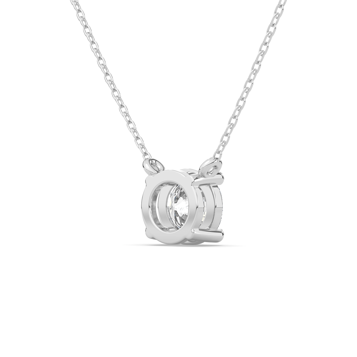 Round lab-grown diamond pendant in 14k gold with an open four-prong setting