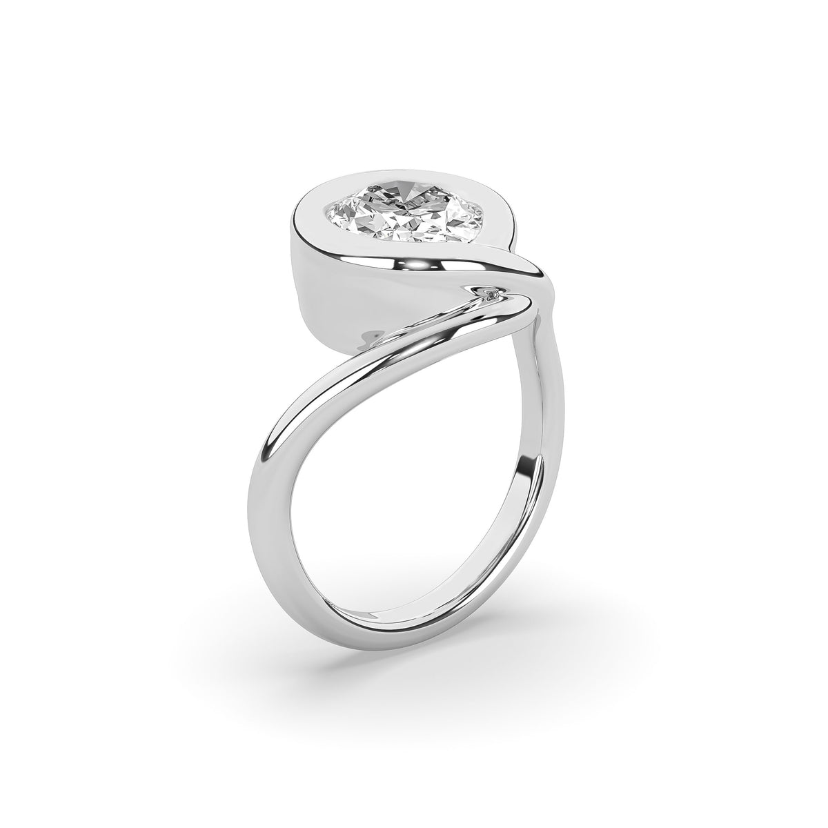 The Oval Diamond Wave Solitaire Ring