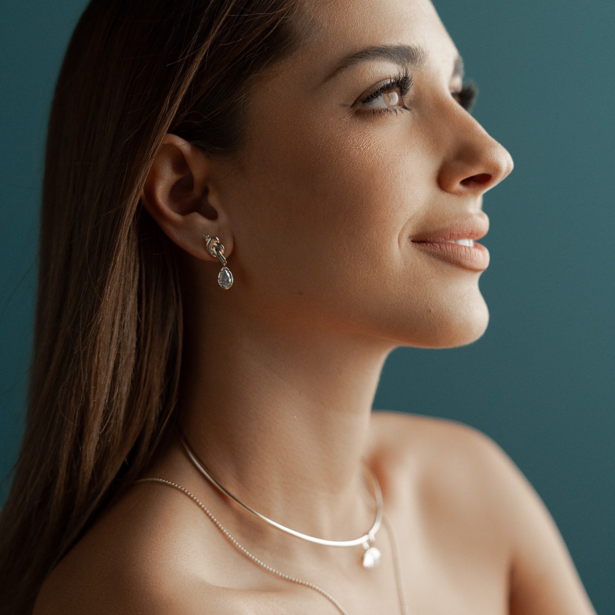 Victoria Knot Diamond Drop Earrings