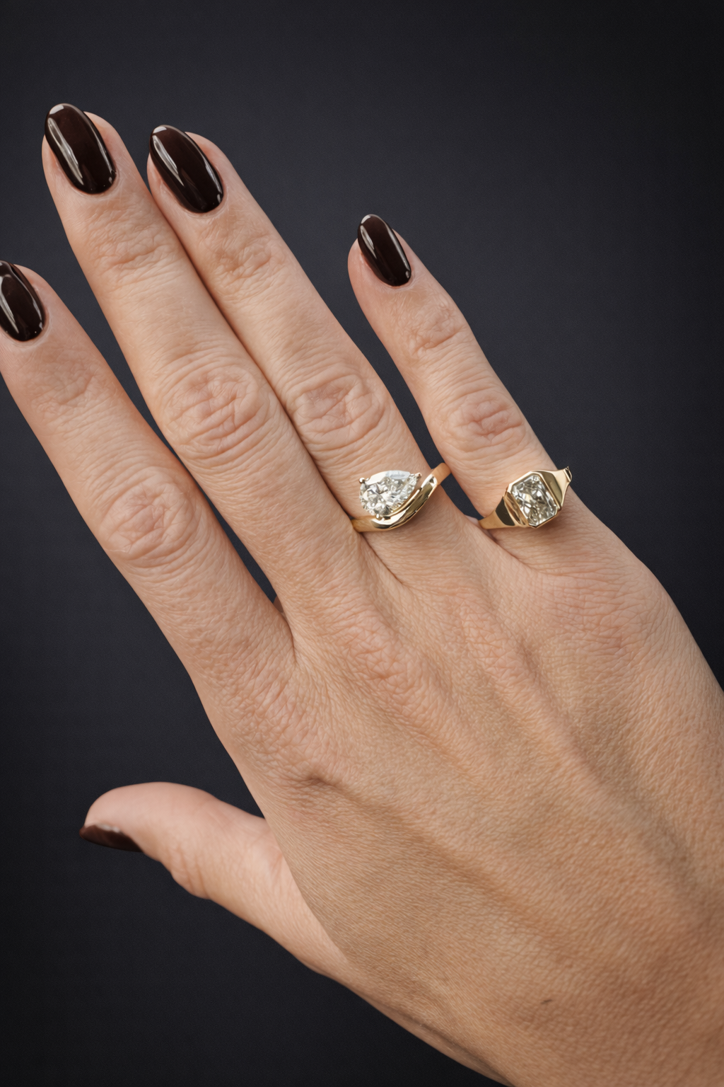 Pear Wave Solitaire Engagement Ring