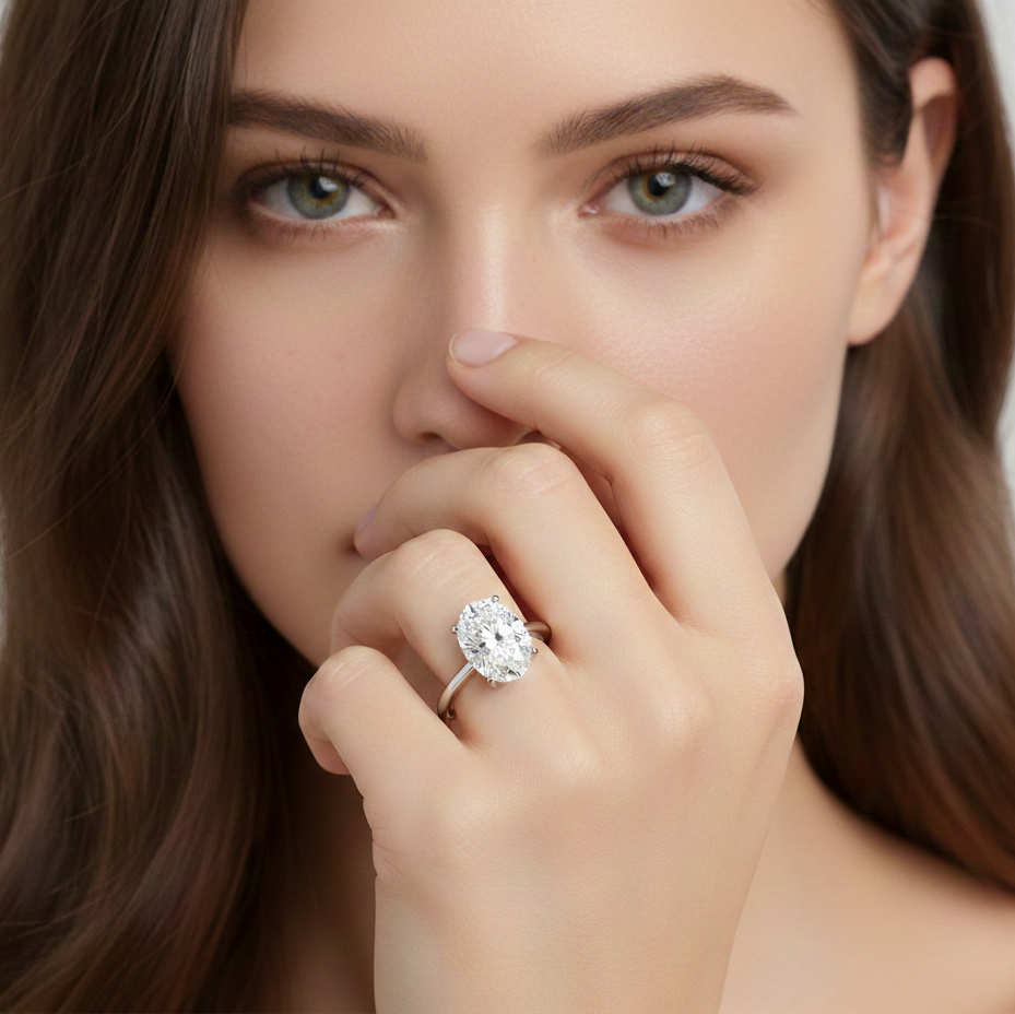 Oval Signature Martini Hidden Halo Solitaire Engagement Ring