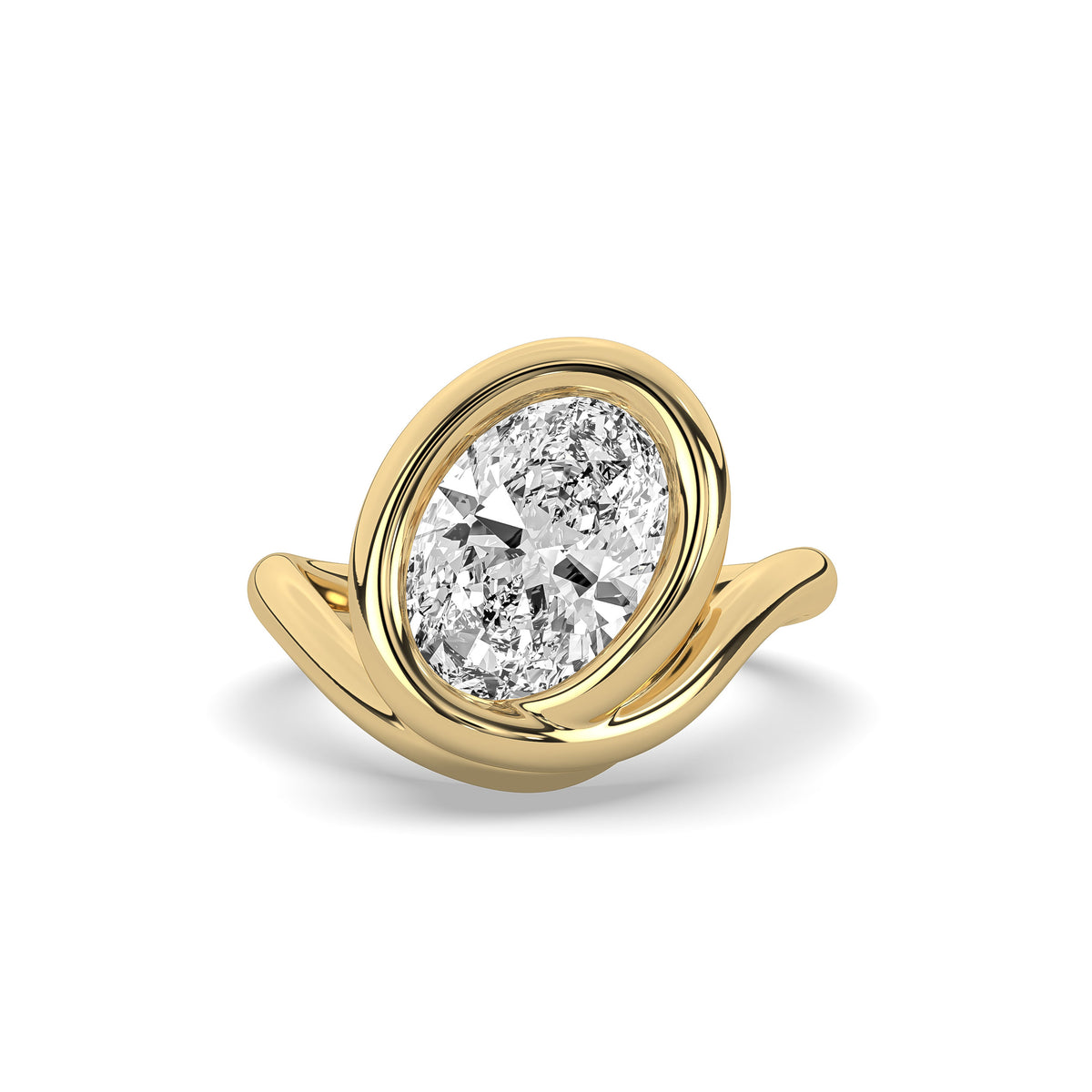 The Oval Diamond Wave Solitaire Ring