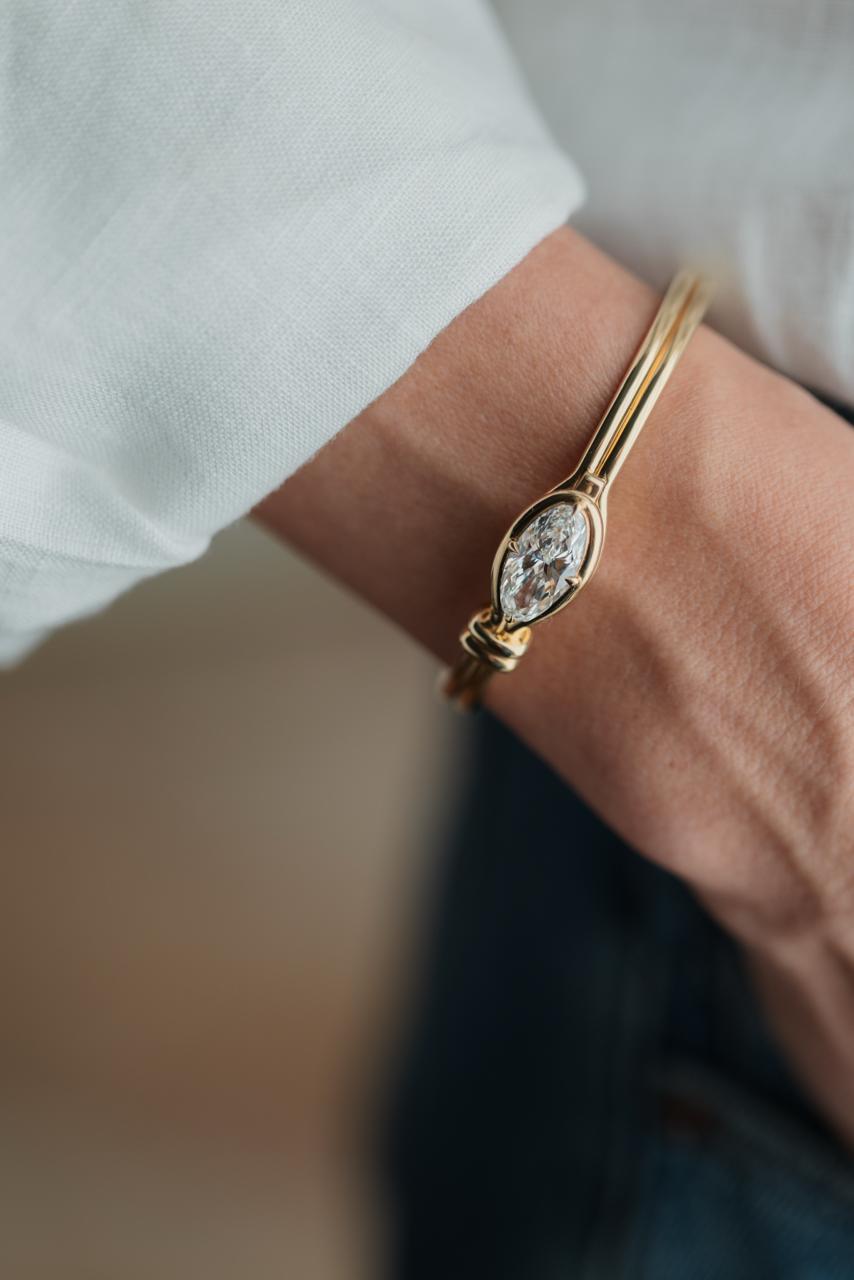 Alma — Elongated Oval Diamond Bangle