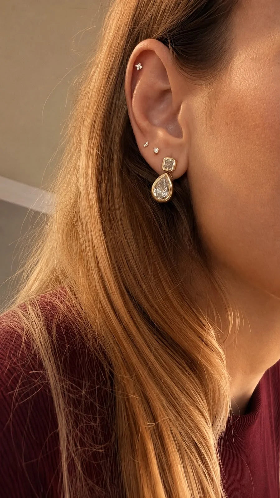 The Pear and Asscher-Cut Diamond Bezel Drop Earrings