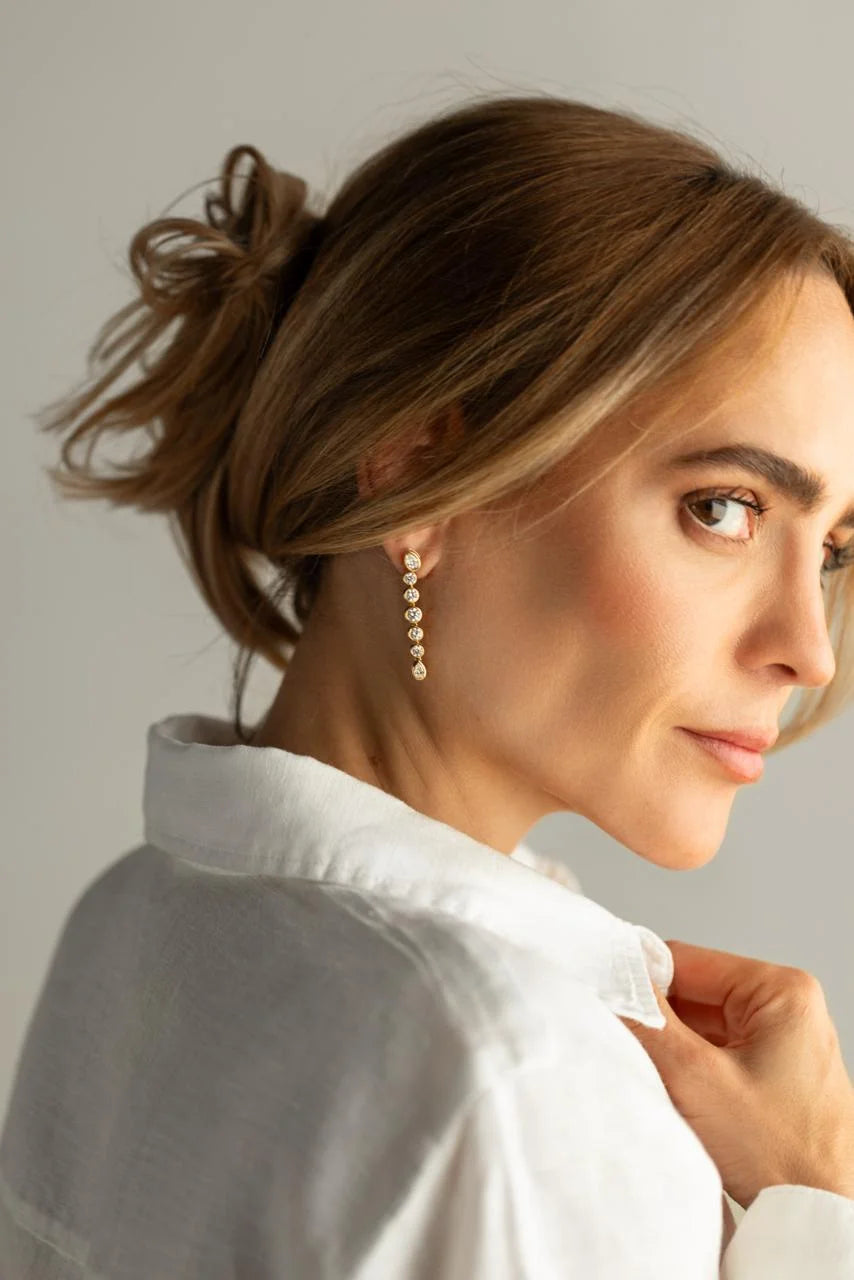 The Bezel Mixed-Size Diamond  Drop Earrings
