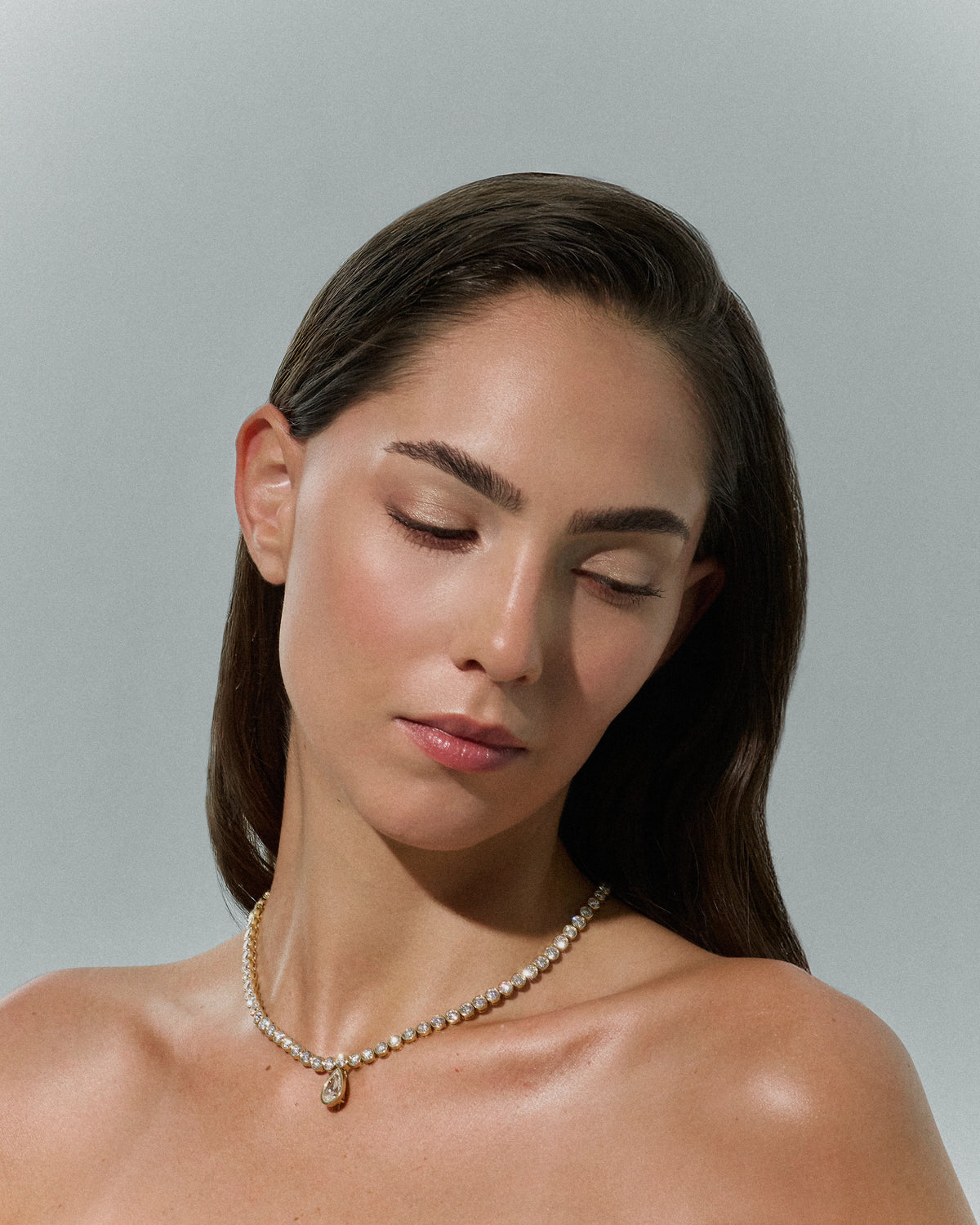 Aurora- Pear Diamond Drop Necklace