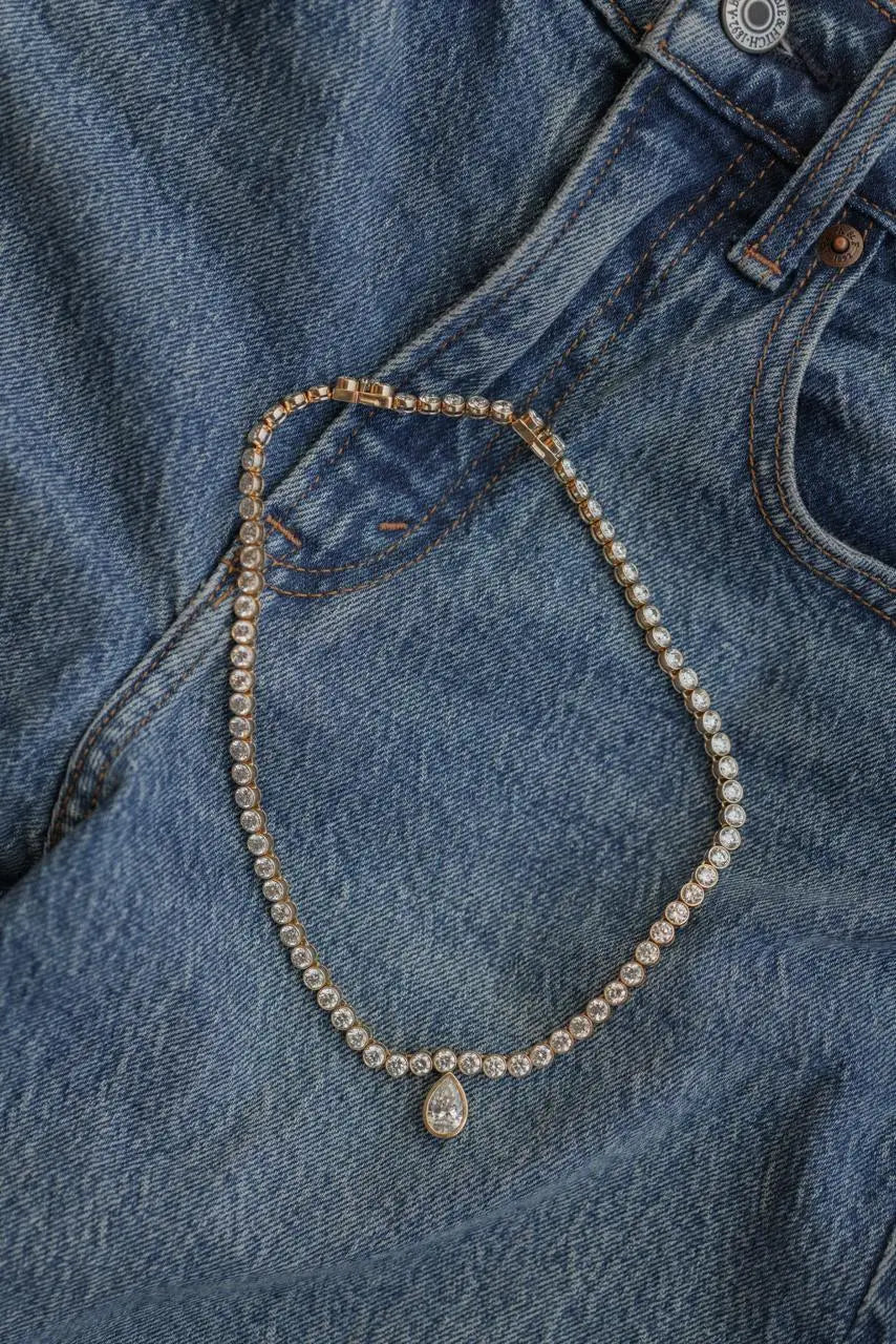 Aurora- Pear Diamond Drop Necklace