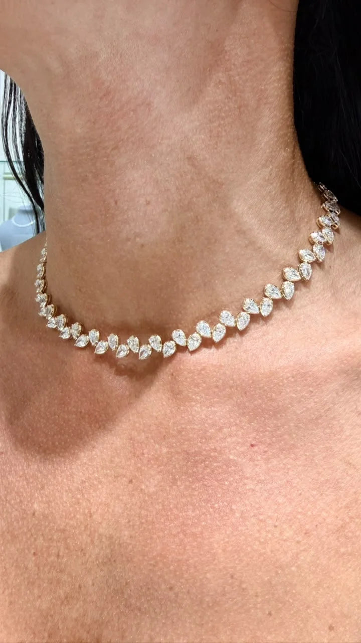 The Reverse Pear Diamond Tennis Necklace