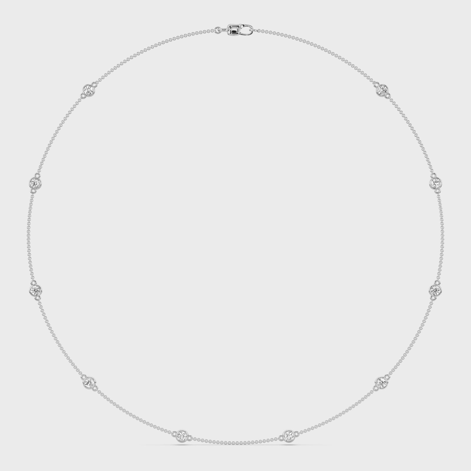 product video of ALVA Diamond Bezel Station Necklace in white gold in a white background