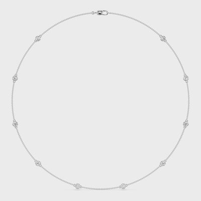 product video of ALVA Diamond Bezel Station Necklace in white gold in a white background