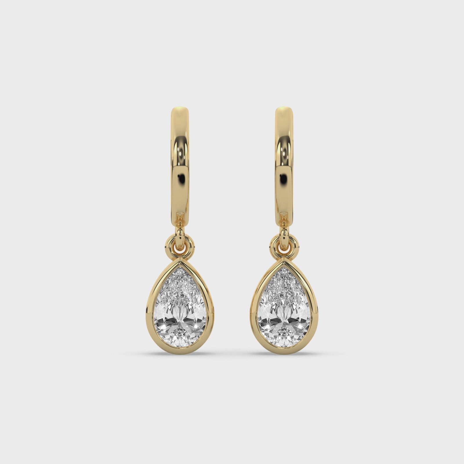 Bezel Pear Drop Huggie Earrings