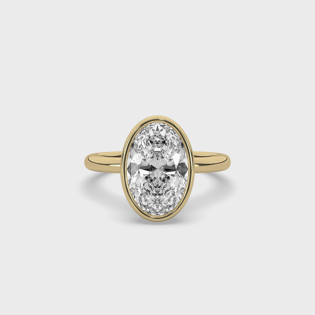 Bezel Oval Diamond Solitaire Ring