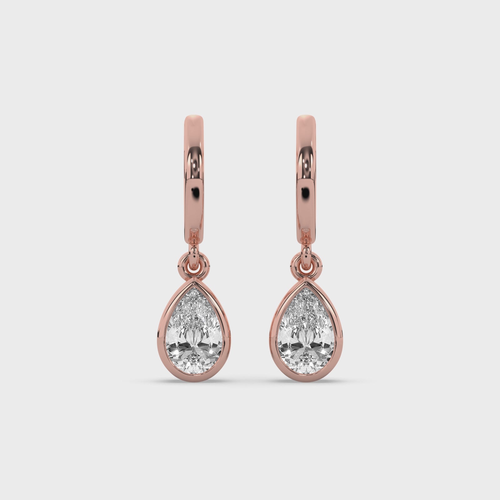 Bezel Pear Drop Huggie Earrings