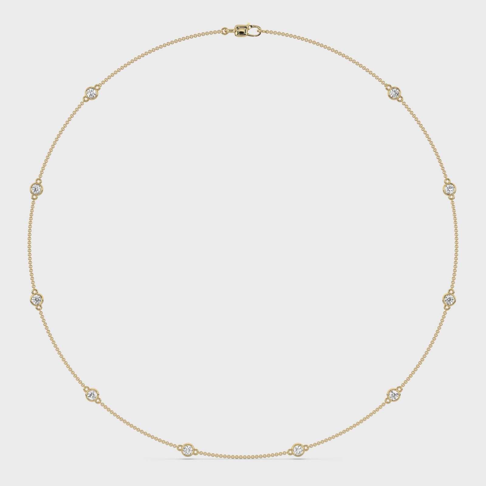 product video of ALVA Diamond Bezel Station Necklace in yellow gold in a white background
