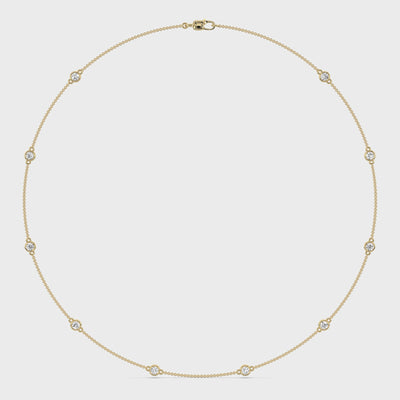 product video of ALVA Diamond Bezel Station Necklace in yellow gold in a white background