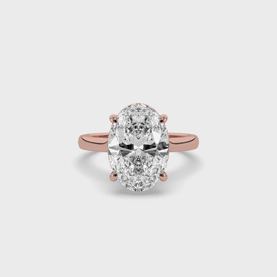 product video of ALVA Double Halo Oval Diamond Engagement Ring in rose gold in a white background