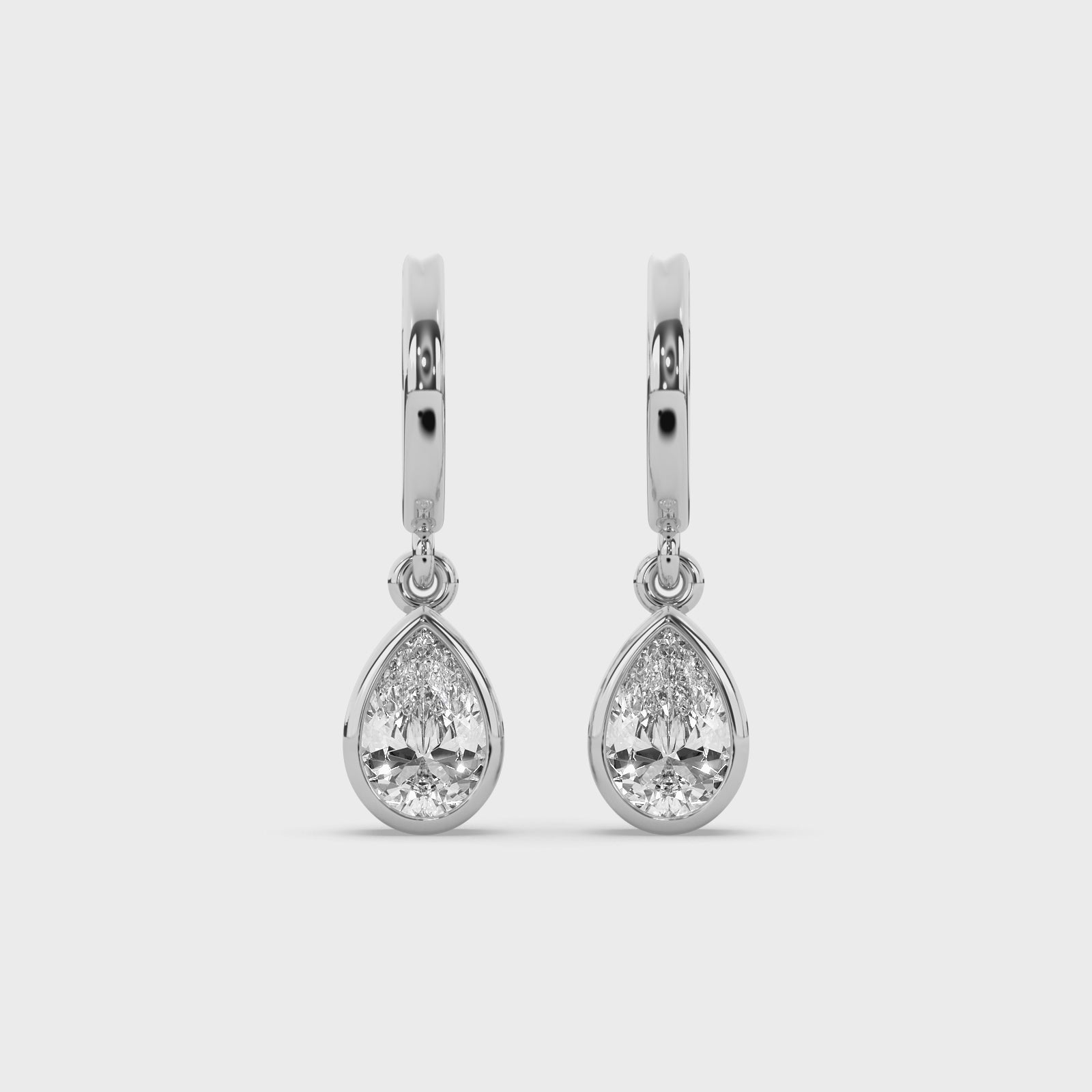 Bezel Pear Drop Huggie Earrings
