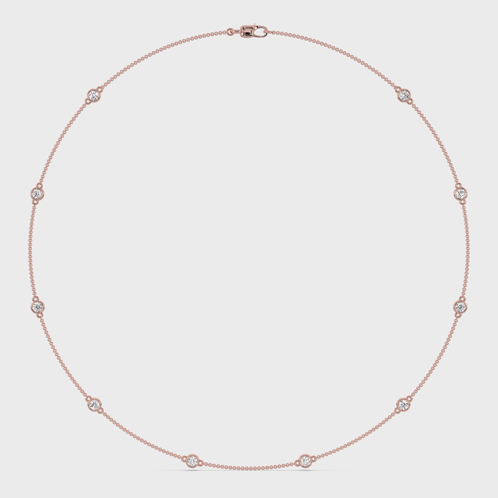 product video of ALVA Diamond Bezel Station Necklace in rose gold in a white background