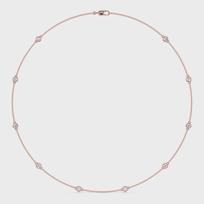 product video of ALVA Diamond Bezel Station Necklace in rose gold in a white background